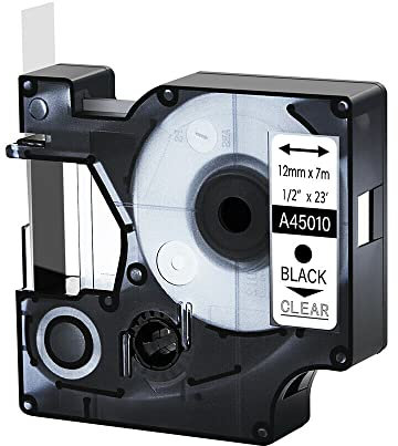 1x kompatibel mit DYMO D1 Etikettenband-Nachfüllarbeiten in 45010 S0720500 Schwarz auf klar, 12mm x 7 m Ersatz für DYMO LabelManager 160 210D 360D 420P 450D 500TS, LabelWriter 3M PL