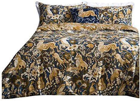 Paoletti Harewood Animal 100% Cotton Duvet Cover Set - Double - Blue