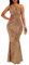 VERWIN Pailletten-Maxikleid für Damen, ärmellos, schräger Kragen, figurbetontes Kleid, Partykleid, CAMEL, Mittel