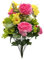 Admired By Nature ABN1B019-YW-MAG-BT Artificial Spring Flower Bush 24 Stem Open Rose/Cosmos Daisy Mix Bush, Yellow Magenta Beauty