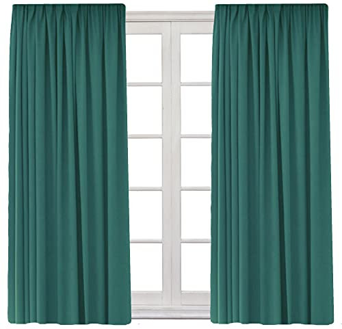 2 Stück Vorhänge Verdunkelungsvorhänge 140x245cm Gardine Blickdicht - Kräuselband Gardinen Verdunkelung Vorhang Verdunkelungsgardine Wohnzimmer Schlafzimmer Kälteschutz (2, Petrol)