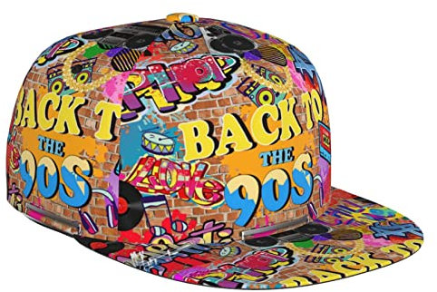 Mode 80er 90er Jahre verstellbare Snapback-Mütze für Männer und Frauen, Sonnenkappe, Hip-Hop-Kappe, Baseballkappe, Flache Krempe