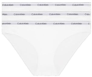 Calvin Klein Damen 3er Pack Slips Bikini Form Baumwolle mit Stretch, Weiß (White/White/White), XXL