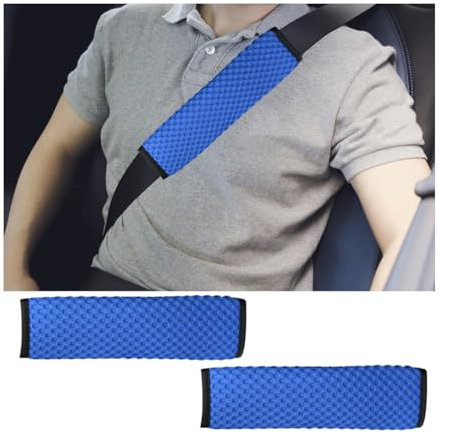 Osilly 2 x Auto-Sicherheitsgurt-Bezüge, Netzstoff, universeller Sicherheitsgurtschutz, atmungsaktiv, Auto-Sicherheitsgurtpolster, Gurtpolster für komfortables Fahren, Automobilzubehör (blau)