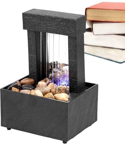 Ristyur Fontaine Cascade d'intérieur | Fontaine d'eau relaxante avec lumière LED pour la Maison, Les Bureaux, Les espaces intérieurs, décoration pour Bureau, Jardin