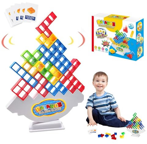 XoeLLe 32 Pezzi Tetra Tower, Blocchi Tetris Tower, Tetras Tower Balance Game, Montessori Giochi da Tavolo, Blocchi Costruzioni Puzzle, Giocattolo Impilabile, Perfetto per Bomboniere per Feste