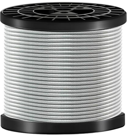 FOLUXING Drahtseil für Kabelgeländersystem, Lichterketten, Treppengeländer, Balustraden, Veranda-Zaun, DIY-Balustraden, 3 mm, umspritzt auf 5 mm, 3 mm, 3 mm, 3 mm, umspritzt auf 5 mm