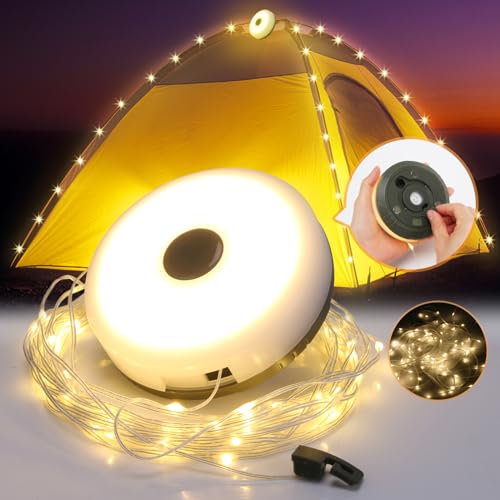 Yizhet 10 Meter Camping Lichterkette, Aufrollbare LED Lichterkette für Outdoor, Vielseitig, Langlebig und wasserdicht – USB-Aufladung für Camping, Garten und Wanderungen