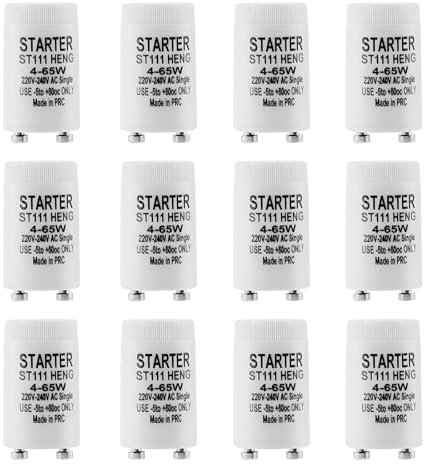 MUYAPAY 12 Stück Starter Leuchtstoffröhre, ST111 Starter Longlife, 220-240V Led Starter, Licht Einzelschaltung von Leuchtstoffröhren, 4-65 Watt Starter für Fluoreszierendes, LED Röhrenlampe, Neonröhre