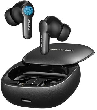 Anfier Offline Translator Earbuds M3 Black Real Time Instant Language Translator Device 98% High Accuracy and Rapid Response in 0.5s Support 144 Language and Accents Translation (With Offline Package)