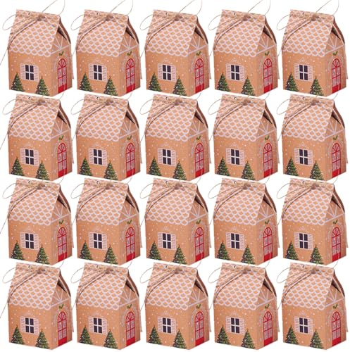 NJCXOLA 20 Stück Kleine Geschenk Karton, Geschenktüten Weihnachten, Papiertüten Weihnachten für Glückskekse Weihnachten, Mitarbeiter Give Away Weihnachten (B)