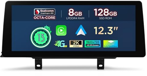 XTRONS 12.3'' Android 14 Autoradio Qualcomm Octa Core 8+128 4G LTE WiFi Car Play Android Auto Bluetooth GPS Optional DVR DAB OBD TPMS Für BMW 3er F30 4er F32 EVO ID5 ID6 System Linkslenker