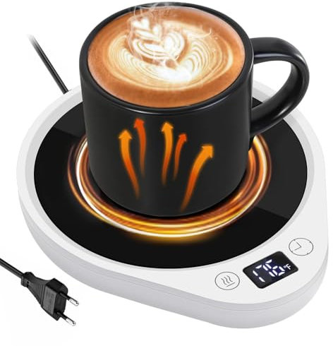 Chauffe Tasse, Chauffe Tasses Electrique De Bureau Smart 36W avec Arrêt Auto Après 4H, 3 Réglages De Température (55℃/65℃/80℃), Coffee Heating Pad pour Tasse A Café (Tasse Non Incluse) (Blanc)