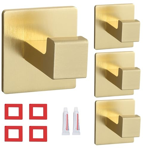 DAZI Haken Selbstklebend, Klebehaken Schwarz-für Bad Küche Schlafzimmer Garage Hotel Schrank- 4Stücke Schwarz (Gold)