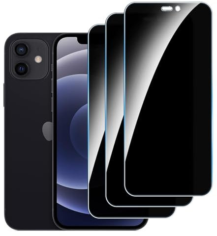 LYPHPE [3 Pièces] Anti-Espion Verre Trempé pour iPhone 12/iPhone 12 Pro, Protecteur D'écran de Confidentialité, 9H Dureté Film Protecteur Vitre, Anti-empreintes, Sans Bulles,Anti-rayures,
