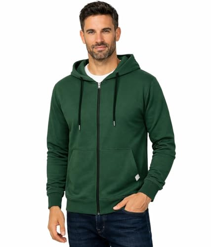 Blu Apparel Men's Full Zip Hoodie French Terry Hoodies for Men (UK, Alpha, L, Regular, Regular, Green)
