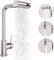 BESy Wasserfall Wasserhahn Küche mit Herausziehbarer Brause, Hochdruck Küchenarmatur 360° Drehbar, Mischbatterie Spültischarmatur mit 3 Strahlarten, SUS304 Edelstahl Küchenarmatur, Gebürstet