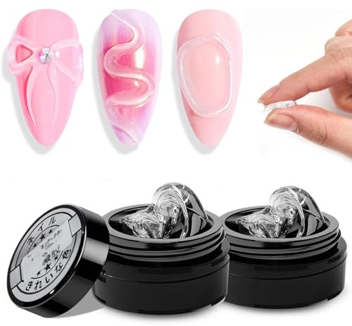 3D Nail Gel, 2PCS Clear Builder Gel, Hard Gel, Polygel, 3D Sculpting Nail Gel, Nail Extension Kit for Nail Painting Nail Art Design, Nail Decoration Manicure Nail Salon