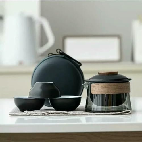 MEIFULLE 1 Bowl 3 Cup Zen Teapot and Tea Cup Set Kit Household Tea Making Travel Set Outdoor Portable Bag Chinese Tea Set Supplies