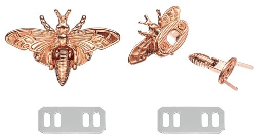 sourcing map 2Pcs Bee Turn Lock Clasp, 1.85 x 1.22 Zinc Alloy Closures Lock Fasteners Purse Twist Clip Clasp for Handbag Leather Bag Making, Rose Gold