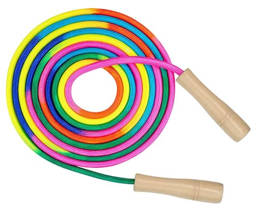 YDHfdc Cuerda Saltar 5M Comba de saltar con Mango de Madera Cuerda Saltar Ajustable Cuerda de Saltar Deportiva para Ejercicio, Deportes Al Aire Libre