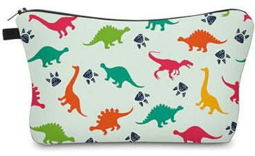 Aiphamy Niedliche Reise-Make-up-Tasche, Kosmetiktasche, kleine Tasche, Geschenk für Damen, Dinosaurier Light Mint, 4.8 x 7.5 x 1.5 inches, Casual