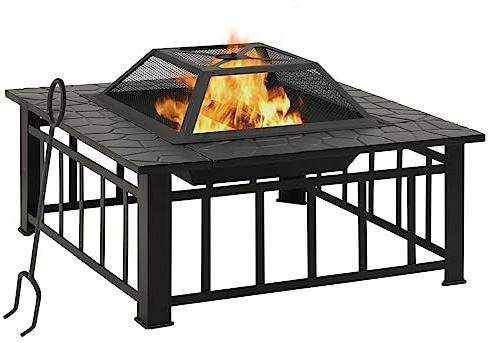 Feuerstelle mit Schürhaken 79x79x46,5cm XXL SteelHome & Garden Kamine