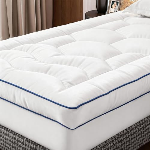 Microfaser Matratzen Topper 90x190x8cm, Weicher Matratzenschoner, Matratzentopper mit Taschen, Mattress Topper für Harte Matratze,Boxspringbetten, Gästebett & Schlafcouch