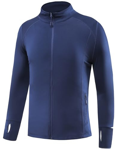 Smatstyle Veste de Course Homme Sport Veste de Coupe Vent Col droit Léger Respirant Avec Trou Pour Le Pouce Haut Zippé Poches Quick Dry Pour Course à Pied Fitness Gym