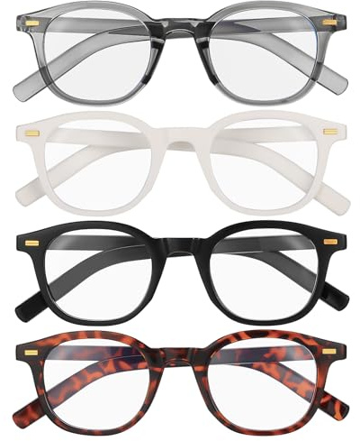Zuimei 4 Pieces Reading Glasses for Womens Mens,Blue Light Blocking Glasss | Ladies Reading Glassses Lightweight Large Readers Glasses for Women and Men