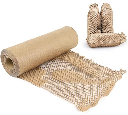 BOMEI PACK 30cmx50m Papel de embalaje de Nido de Abeja -Alternativa Sostenible al Papel de Burbujas para envolver y artículos frágiles- 30cmx50m/100m Alternativa al papel burbuja (50M)