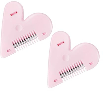 JOINPAYA Peine para Flequillo Rosa 2 Piezas, Plástico Abs con Cuchillas de Acero Inoxidable, Herramienta Portátil para Recortar y Peinar el Cabello, Adecuado para Uso Varios estilos