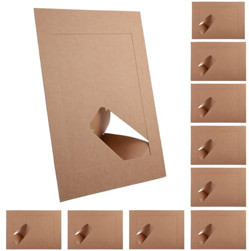 DOITOOL 10pcs Kraft Paper Photo Frames for Home Desk Display Brown