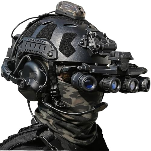 LZAQHMT Schnell Verstellbares Taktisches Airsoft-Helmset Mit Helmlampe & Gegengewichtstasche – Für Paintball-Jagdausrüstung(Matte Black)