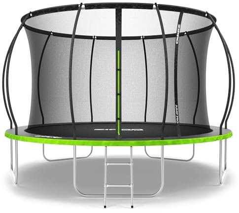 ZIPRO 12'' Jump Pro Premium Trampolin Outdoor, Ø 374cm, rundes Gartentrampolin mit Sicherheitsnetz, Bodentrampolin bis 150kg, Gartenspielzeug Kinder draußen, UV-beständig, mit Reißverschluss