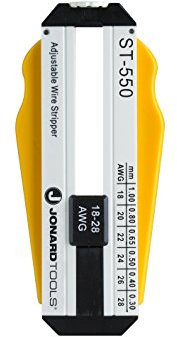 Jonard Tools ST-550 ABS pelacables de precisión ajustable, 18 a 28 AWG, 3-57/64 pulgadas de longitud x 1-19/32 pulgadas de altura x 19/32 pulgadas de grosor