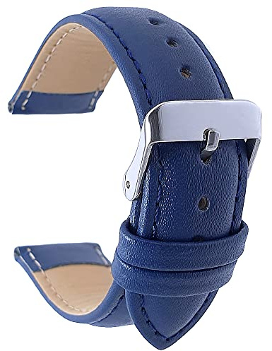 Talk Time Padded Leather Watch Strap Glove Grain Blue