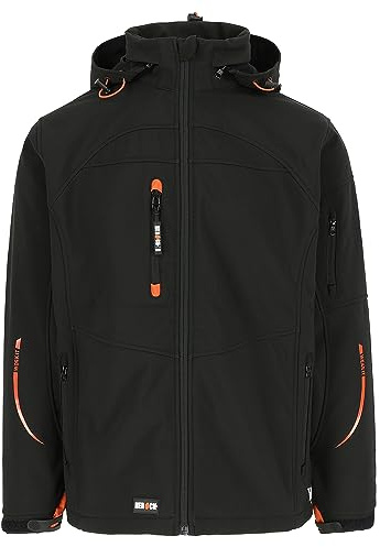 Herock Mens Softshell Jacket Lightweight Full Zip Waterproof Hooded Outdoor Workwear Jackets With Multi Pockets