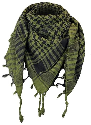 Toutacoo, Kufiya-Tuch, Tuch, Keffieh, Palituch, Palästinensertuch, Halstuch 100% Baumwolle Schwarz/Khaki