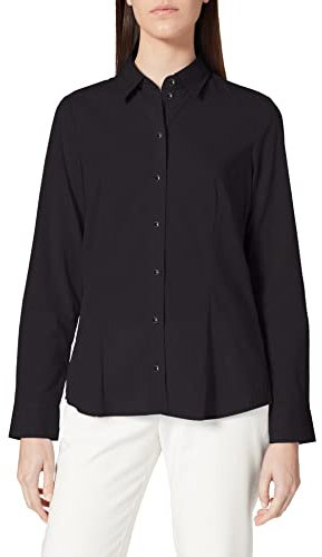 Seidensticker Damen Women Regular Longsleeve Cotton Bluse, Schwarz(080604), 52 EU