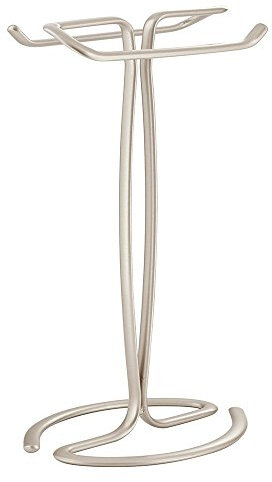iDesign Axis Handtuchhalter freistehend, kleiner Handtuchständer aus Metall, mattsilberfarben