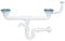 PLUMBING4HOME Double Kitchen Sink Drain Waste P-Trap 115mm with Extra Overflow/Basket
