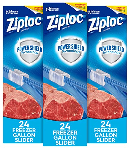 Ziploc Slider Freezer Bags, Gallon, 3 Pack, 24 ct