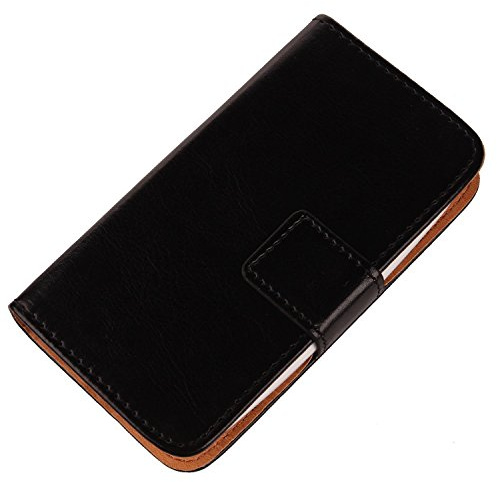 Gukas PU Leder Tasche Hülle Für Sony Xperia X F5121 5 Handy Flip Design Brieftasche mit Kartenfächer Schutz Protektiv Case Cover Etui Skin Shell (Farbe: Schwarz)