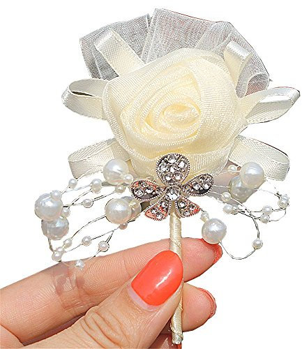 Fouriding Bräutigam Boutonnièr Braut Blumen Corsage Brosche Hochzeitsanstecker der Männer für Herren Hochzeit Anzug Bankett Partei