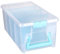 ArtBin Semi Satchel with Removable Dividers, Portable Art & Craft Organizer with Handle, [1] Plastic Storage Case, Clear with Aqua Accents, Polypropylene