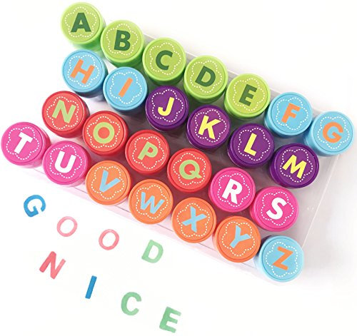 Alphabet Stempel Set für Kinder, Bestele 26 Stück Gummi-Tinte waschbar Stampers Seal für Kinder Party Favor, Geburtstagsgeschenk, lernen Requisiten