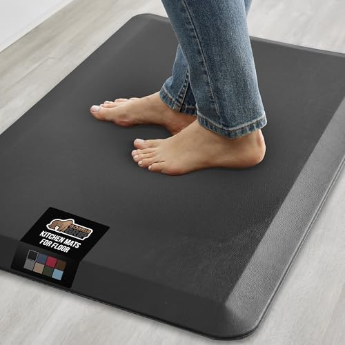 GORILLA GRIP Cushioned Antifatigue Kitchen Mat for Floor, 24x17, Black