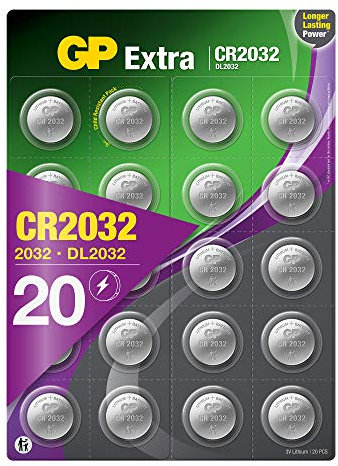 Batterie CR2032 - Set da 20 | GP Extra | Pile al Litio a Bottone CR 2032 da 3V - Lunga Durata