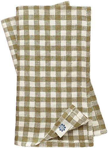 Linen & Cotton 4 x Stoffservietten Servietten Stoff Leinenservietten Kariert im Landhausstil Estella - 100% Leinen, Weiß Weiss Beige (43 x 43cm) Verschiedene Frühling/Home Küche Restaurant Cafe